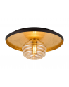 Goa 36cm Flush Ceiling/Wall Light, 1 Light G9, Gold Leaf/Coffee/Amber Rippled Glass Shade