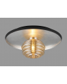 Goa 36cm Flush Ceiling/Wall Light, 1 Light G9, Silver Leaf/Anthracite/Amber Rippled Glass Shade