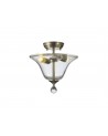 Wisp 2 Light Semi Flush Ceiling E27 With Smooth Bell 30cm Glass Shade Satin Nickel/Clear