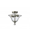 Wisp 2 Light Semi Flush Ceiling E27 With Smooth Bell 30cm Glass Shade Satin Nickel/Clear