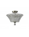 Wisp 2 Light Semi Flush Ceiling E27 With Round 38cm Patterned Glass Shade Satin Nickel/Clear