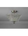 Wisp 2 Light Semi Flush Ceiling E27 With Round 38cm Patterned Glass Shade Satin Nickel/Clear