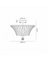 Wisp 2 Light Semi Flush Ceiling E27 With Round 38cm Patterned Glass Shade Satin Gold/Clear