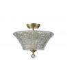 Wisp 2 Light Semi Flush Ceiling E27 With Round 38cm Patterned Glass Shade Satin Gold/Clear
