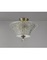 Wisp 2 Light Semi Flush Ceiling E27 With Round 38cm Patterned Glass Shade Antique Brass/Clear