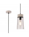 Muse 12cm 1 Light Pendant E27, With Small Cylindrical Smoke Cone Glass, Matt Black / Concrete / Smoke / Black