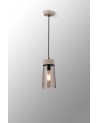 Muse 12cm 1 Light Pendant E27, With Small Cylindrical Smoke Cone Glass, Matt Black / Concrete / Smoke / Black
