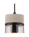 Muse 12cm 1 Light Pendant E27, With Small Cylindrical Smoke Cone Glass, Matt Black / Concrete / Smoke / Black