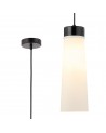 Muse 13cm 1 Light Pendant E27, With Large Opal Cylindrical Cone Glass Black Marble / Opal / Black / Black Fabric