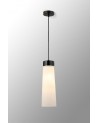Muse 13cm 1 Light Pendant E27, With Large Opal Cylindrical Cone Glass Black Marble / Opal / Black / Black Fabric