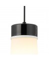 Muse 13cm 1 Light Pendant E27, With Large Opal Cylindrical Cone Glass Black Marble / Opal / Black / Black Fabric