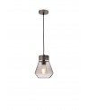 Muse 18cm 1 Light Pendant E27, Withe Smoke Glass Aged Pewter / Smoke / Black Fabric