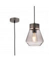 Muse 18cm 1 Light Pendant E27, Withe Smoke Glass Aged Pewter / Smoke / Black Fabric