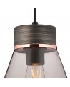 Muse 18cm 1 Light Pendant E27, Withe Smoke Glass Aged Pewter / Smoke / Black Fabric