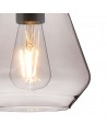 Muse 18cm 1 Light Pendant E27, Withe Smoke Glass Aged Pewter / Smoke / Black Fabric