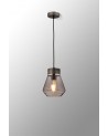 Muse 18cm 1 Light Pendant E27, Withe Smoke Glass Aged Pewter / Smoke / Black Fabric