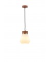 Muse 18cm 1 Light Pendant E27, Withe Opal Glass Walnut / Opal / Matt Black / Black Fabric