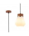 Muse 18cm 1 Light Pendant E27, Withe Opal Glass Walnut / Opal / Matt Black / Black Fabric