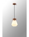 Muse 18cm 1 Light Pendant E27, Withe Opal Glass Walnut / Opal / Matt Black / Black Fabric
