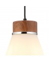 Muse 18cm 1 Light Pendant E27, Withe Opal Glass Walnut / Opal / Matt Black / Black Fabric
