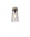 Muse 12cm 1 Light Ceiling E27, With Small Cylindrical Cone Smoke Grey Glass Shade Terrazzo Marble / Black