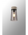 Muse 12cm 1 Light Ceiling E27, With Small Cylindrical Cone Smoke Grey Glass Shade Terrazzo Marble / Black