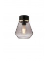 Muse 18cm 1 Light Ceiling E27, Withe Smoke Glass Shade Matt Black / Smoke