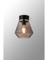 Muse 18cm 1 Light Ceiling E27, Withe Smoke Glass Shade Matt Black / Smoke