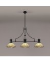 Martha 3 Light Linear Pendant E27 With 30cm Tiffany Shade, Matt Black, Amber, Cream, Crystal