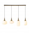 Georgie Acree Linear Pendant 4 Light E27 With Various Glasses, Brass Gold / Opal / Matt Black