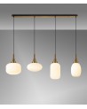 Georgie Acree Linear Pendant 4 Light E27 With Various Glasses, Brass Gold / Opal / Matt Black