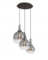 Georgie 60cm 2m Round Pendant 3 Light E27 With Various Glasses, Antique Silver / Smoked / Matt Black