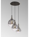 Georgie 60cm 2m Round Pendant 3 Light E27 With Various Glasses, Antique Silver / Smoked / Matt Black
