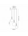 Georgie 60cm 2m Round Pendant 3 Light E27 With Various Glasses, Antique Silver / Smoked / Matt Black