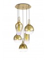 Georgie 74cm 2.5m Round Pendant 5 Light E27 With Various Glasses, Brass Gold / Matt Black