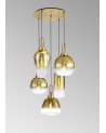 Georgie 74cm 2.5m Round Pendant 5 Light E27 With Various Glasses, Brass Gold / Matt Black