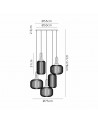 Georgie 2.5m Round Pendant 5 Light E27  With Vario