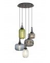 Georgie 70cm 2.5m 5 Light Round With Multiple Shades & Colours, 5 x E27, Matt Black/Smoked/Petrol Blue/Champagne/Green