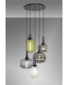 Georgie 70cm 2.5m 5 Light Round With Multiple Shades & Colours, 5 x E27, Matt Black/Smoked/Petrol Blue/Champagne/Green