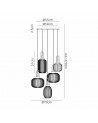 Georgie 70cm 2.5m 5 Light Round With Multiple Shades & Colours, 5 x E27, Matt Black/Smoked/Petrol Blue/Champagne/Green