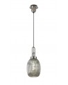 Georgie 1 Light Pendant E27 With 20cm Almond Ribbed Glass, Smoked Polished Nickel/Matt Black
