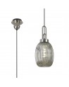 Georgie 1 Light Pendant E27 With 20cm Almond Ribbed Glass, Smoked Polished Nickel/Matt Black