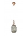 Georgie 1 Light Pendant E27 With 20cm Almond Ribbed Glass, Smoked Copper/Matt Black