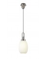Georgie 1 Light Pendant E27 With 20cm Almond Ribbed Glass, Opal Polished Nickel/Matt Black