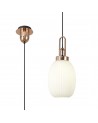 Georgie 1 Light Pendant E27 With 20cm Almond Ribbed Glass, Opal Copper/Matt Black
