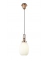Georgie 1 Light Pendant E27 With 20cm Almond Ribbed Glass, Opal Copper/Matt Black