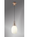 Georgie 1 Light Pendant E27 With 20cm Almond Ribbed Glass, Opal Copper/Matt Black