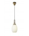 Georgie 1 Light Pendant E27 With 20cm Almond Ribbed Glass, Opal Brass Gold/Matt Black