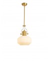 Francis 30cm Single Multi Height Pendant, 1 x E27, Round Champfered Glass, Satin Gold / Opal