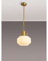 Francis 30cm Single Multi Height Pendant, 1 x E27, Round Champfered Glass, Satin Gold / Opal